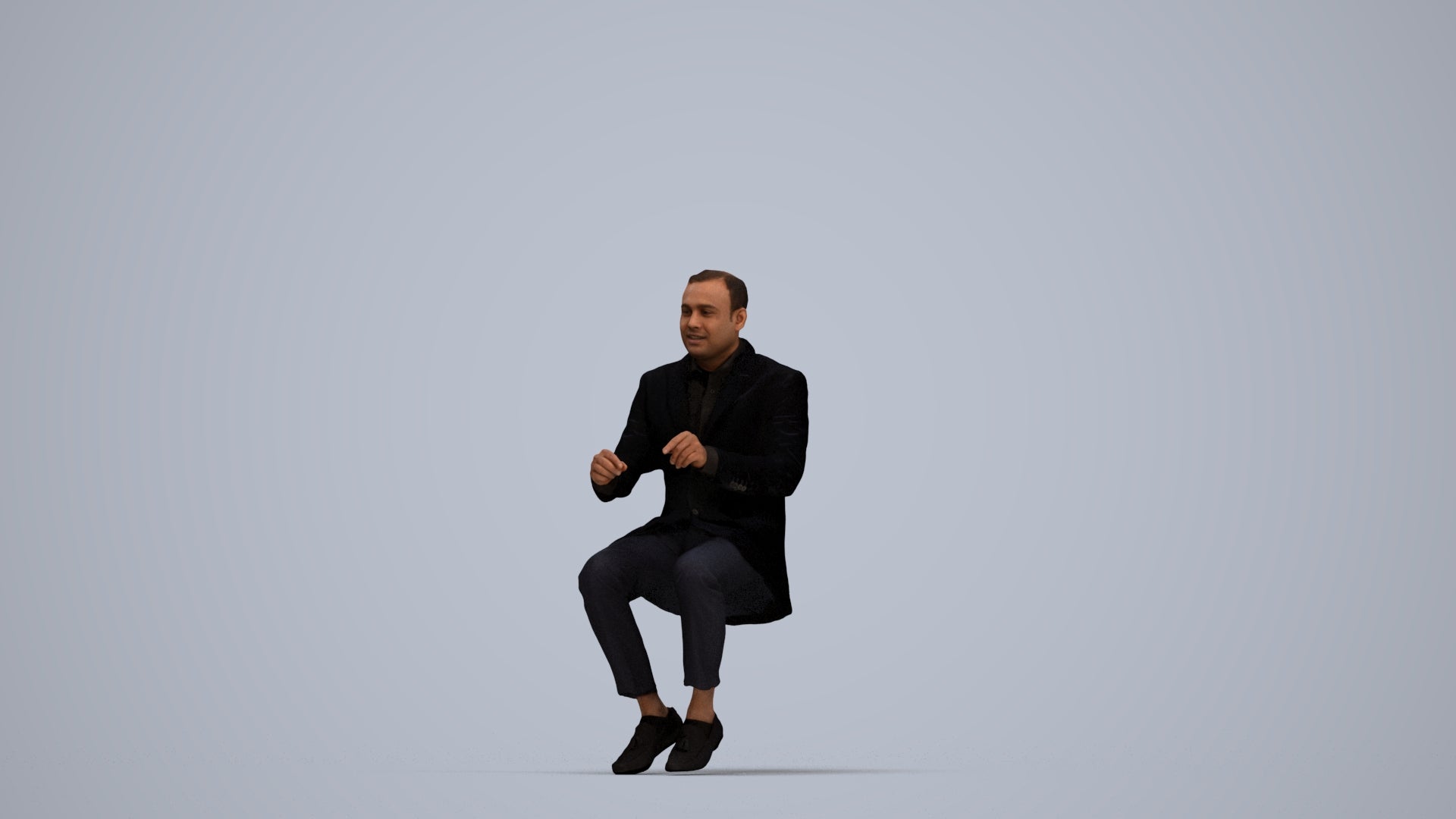 realistic 3D man business, scanned archviz people for Blender and 3ds Max, top-down view render