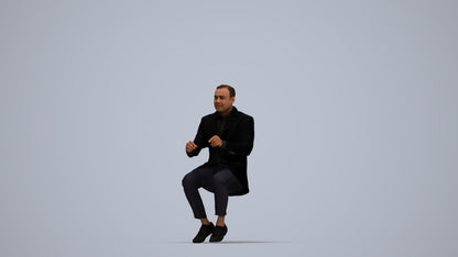 realistic 3D man business, scanned archviz people for Blender and 3ds Max, top-down view render