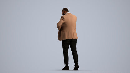realistic 3D human man business walking, archviz people FBX OBJ for Blender, front view render
