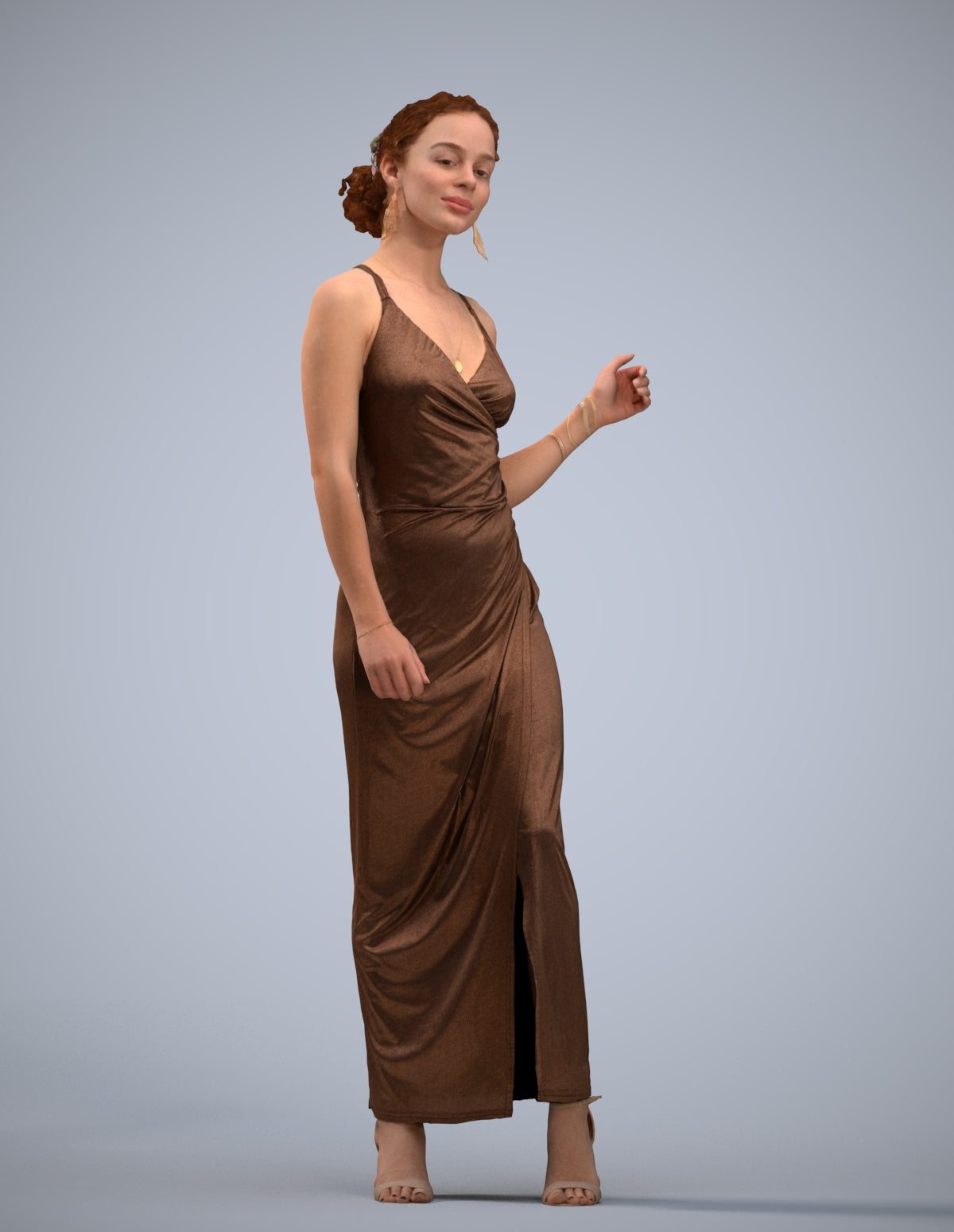 3D human model woman formal formalaffairs, photogrammetry scanned person for archviz