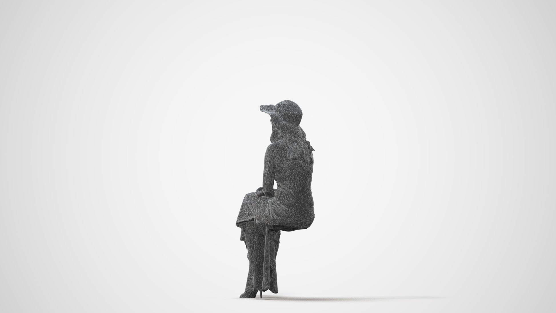 realistic 3D human woman casual sitting, archviz people FBX OBJ for Blender, square thumbnail