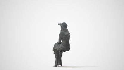 realistic 3D human woman casual sitting, archviz people FBX OBJ for Blender, square thumbnail