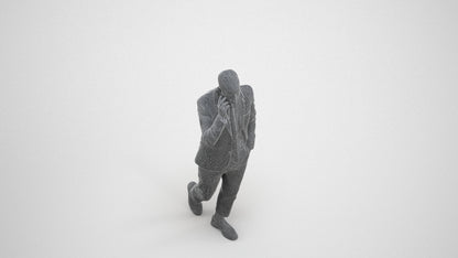 photogrammetry 3D man business, realistic human model archviz FBX, wireframe three-quarter view