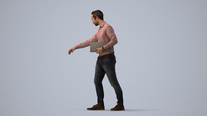 3D people model man casual formal, scanned human for 3ds Max rendering, three-quarter view render