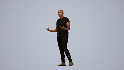 photogrammetry 3D man casual standing, realistic human model archviz FBX, top-down view render
