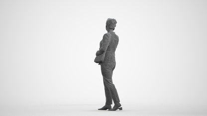 3D people model woman casual walking, scanned human for 3ds Max rendering, wireframe front view
