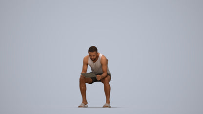 realistic 3D people man casual sitting, render-ready for V-Ray and Corona, FBX OBJ, top-down view render