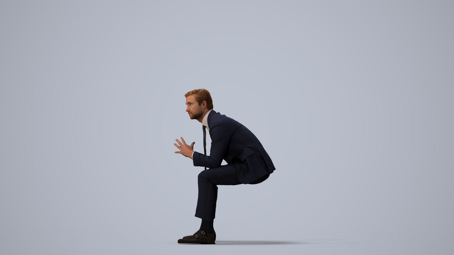 realistic 3D people man business, render-ready for V-Ray and Corona, FBX OBJ, three-quarter view render