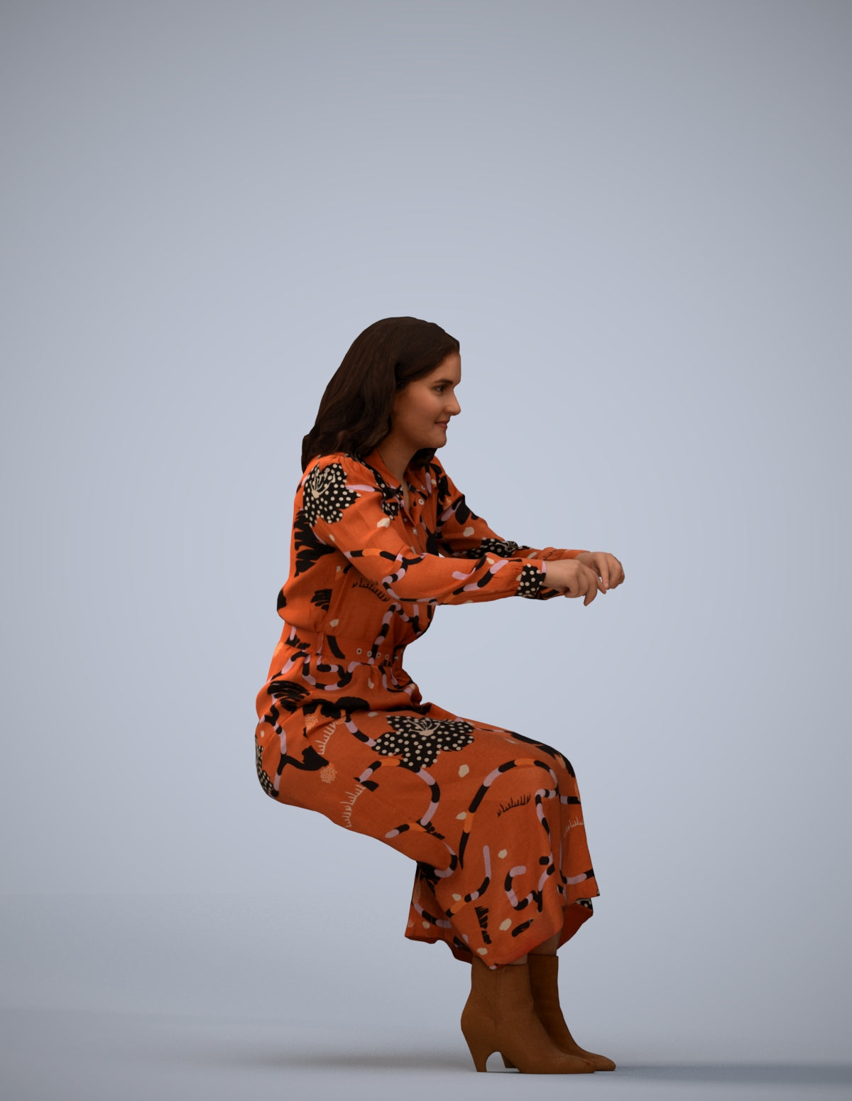 scanned 3D woman casual business, photogrammetry people for Enscape and V-Ray