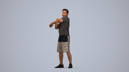 realistic 3D human man sport, archviz people FBX OBJ for Blender, top-down view render