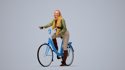 3D people model woman casual cycling, scanned human for 3ds Max rendering, top-down view render