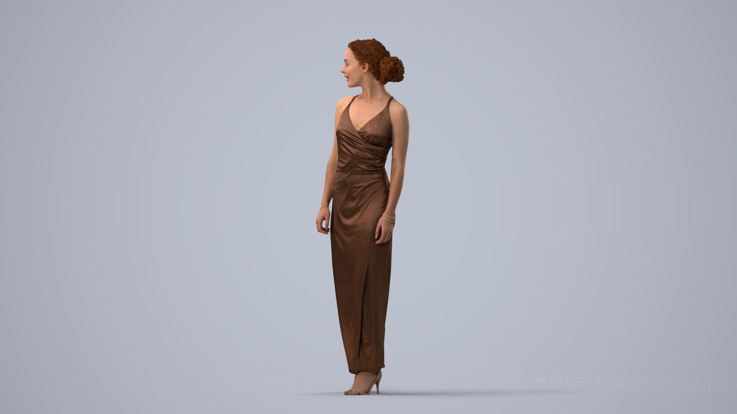 3D people model woman formal formalaffairs, scanned human for 3ds Max rendering, three-quarter view render