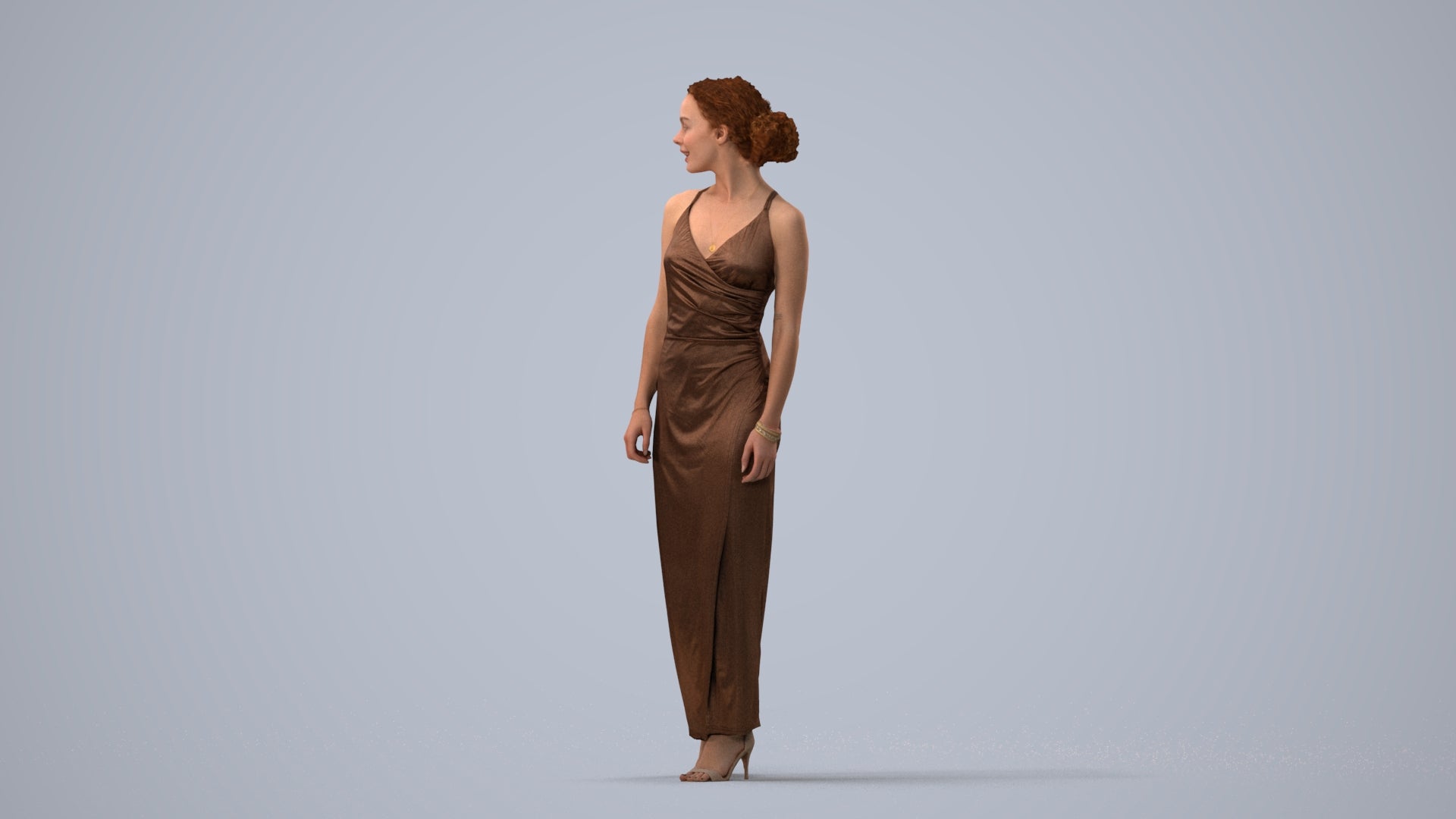 3D people model woman formal formalaffairs, scanned human for 3ds Max rendering, three-quarter view render