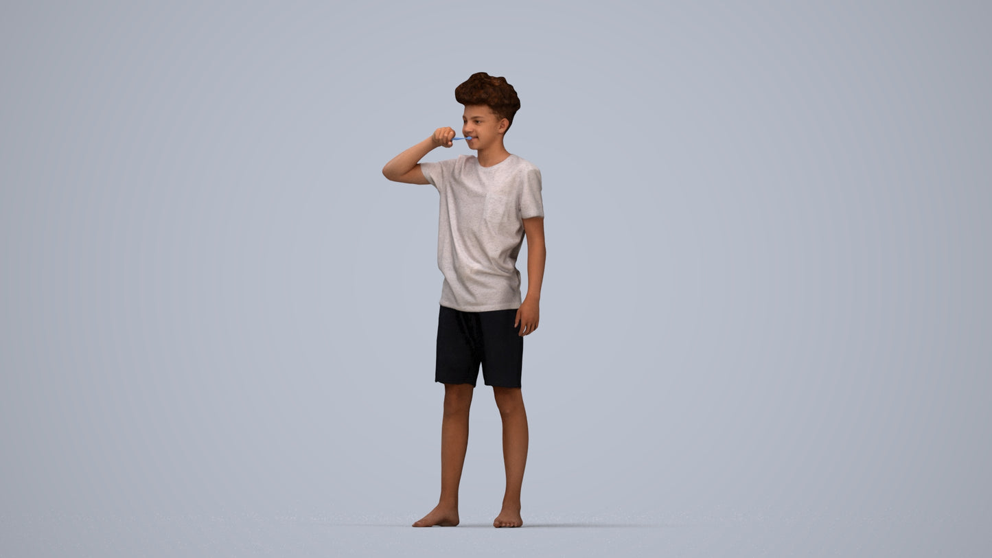 3D scanned boy kids, photorealistic archviz people for Enscape and SketchUp, top-down view render