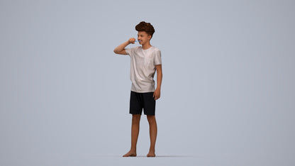 3D scanned boy kids, photorealistic archviz people for Enscape and SketchUp, top-down view render