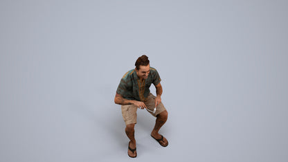 scanned 3D man casual sitting, photogrammetry people for Enscape and V-Ray, back view render