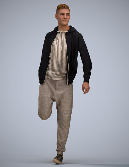 realistic 3D human man sport, archviz people FBX OBJ for Blender