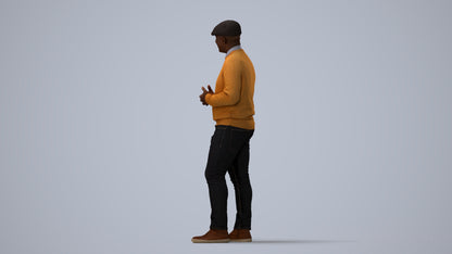 realistic 3D man casual standing, scanned archviz people for Blender and 3ds Max, three-quarter view render