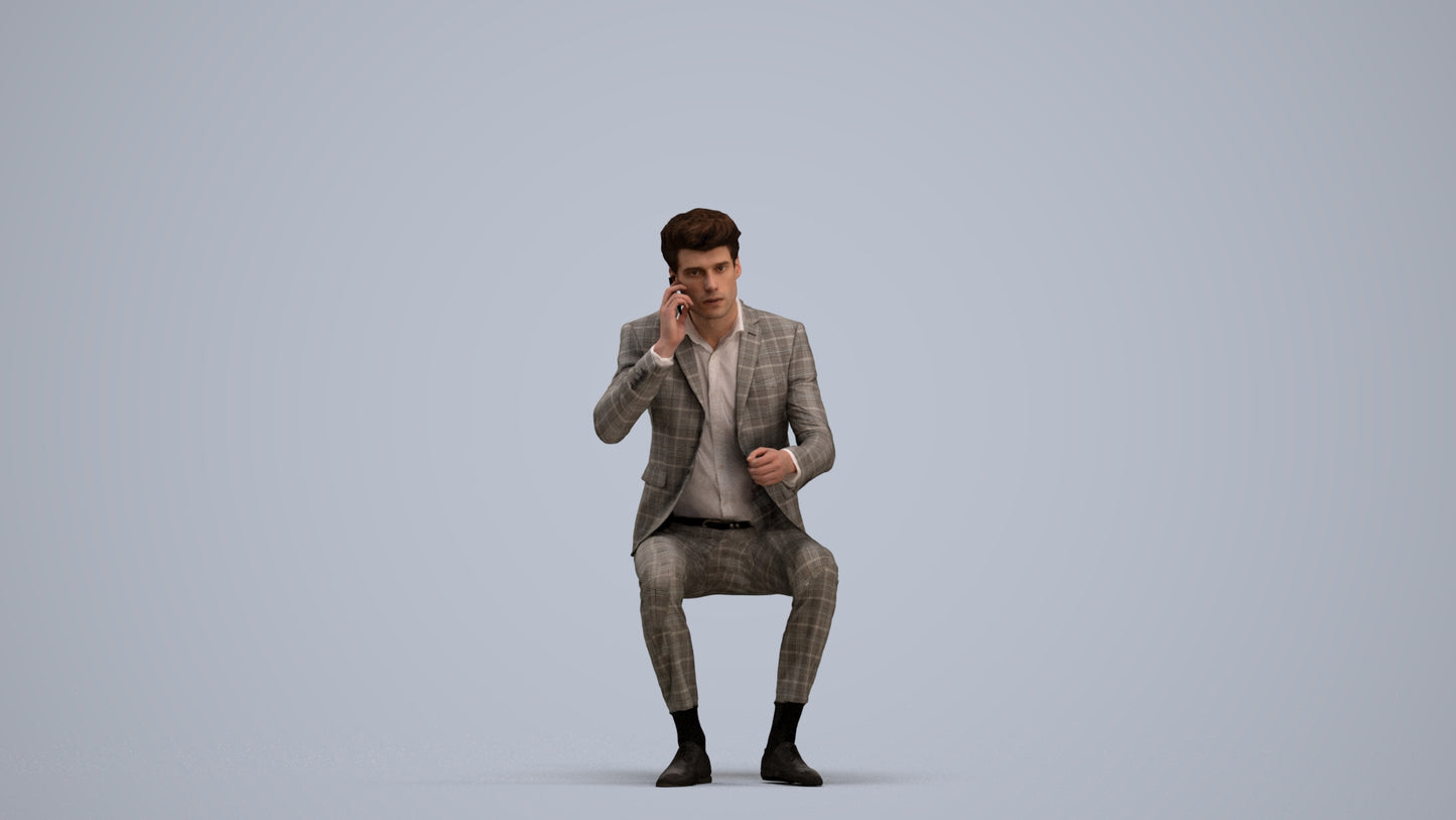 realistic 3D man business, scanned archviz people for Blender and 3ds Max, standing pose render