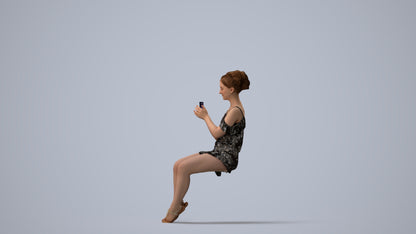 realistic 3D human girl casual kids, archviz people FBX OBJ for Blender, three-quarter view render