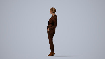 3D scanned woman business, photorealistic archviz people for Enscape and SketchUp, three-quarter view render