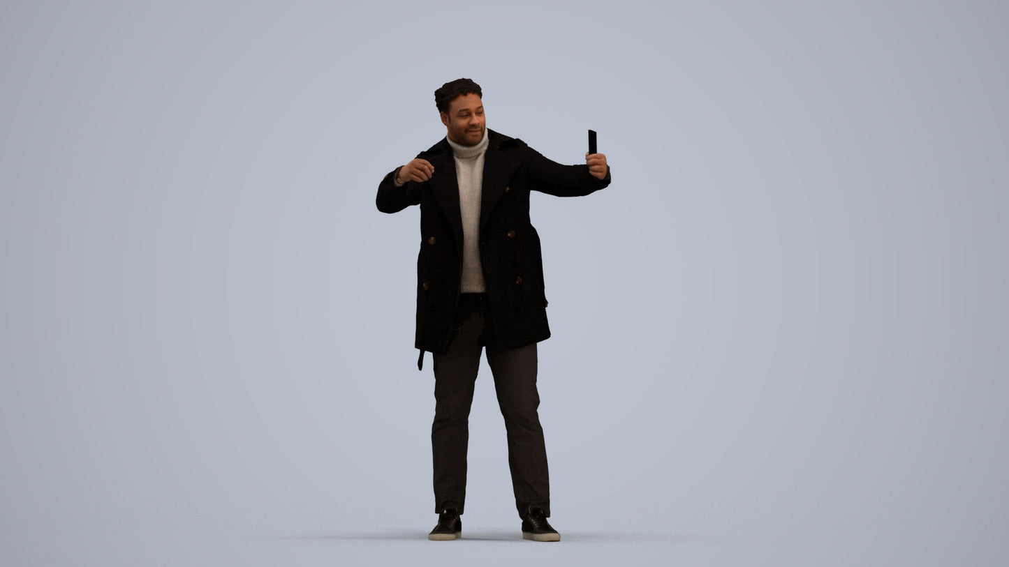 scanned 3D man casual standing, photogrammetry people for Enscape and V-Ray, standing pose render