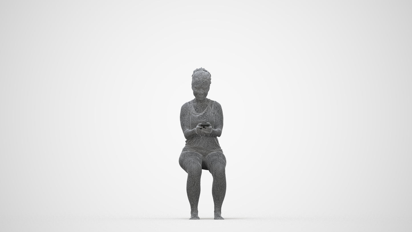 photogrammetry 3D woman sport, realistic human model archviz FBX, wireframe back view
