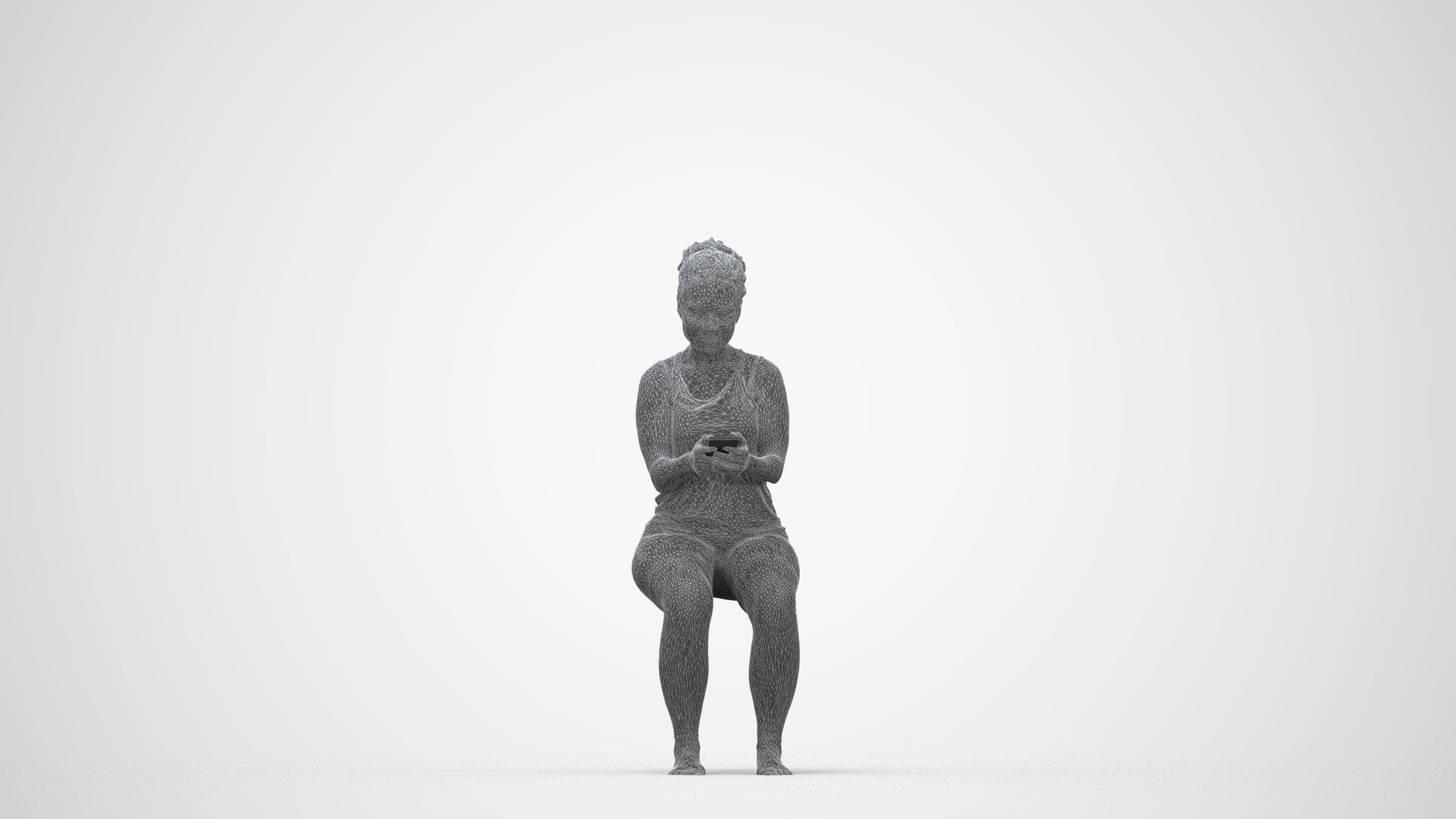 photogrammetry 3D woman sport, realistic human model archviz FBX, wireframe back view