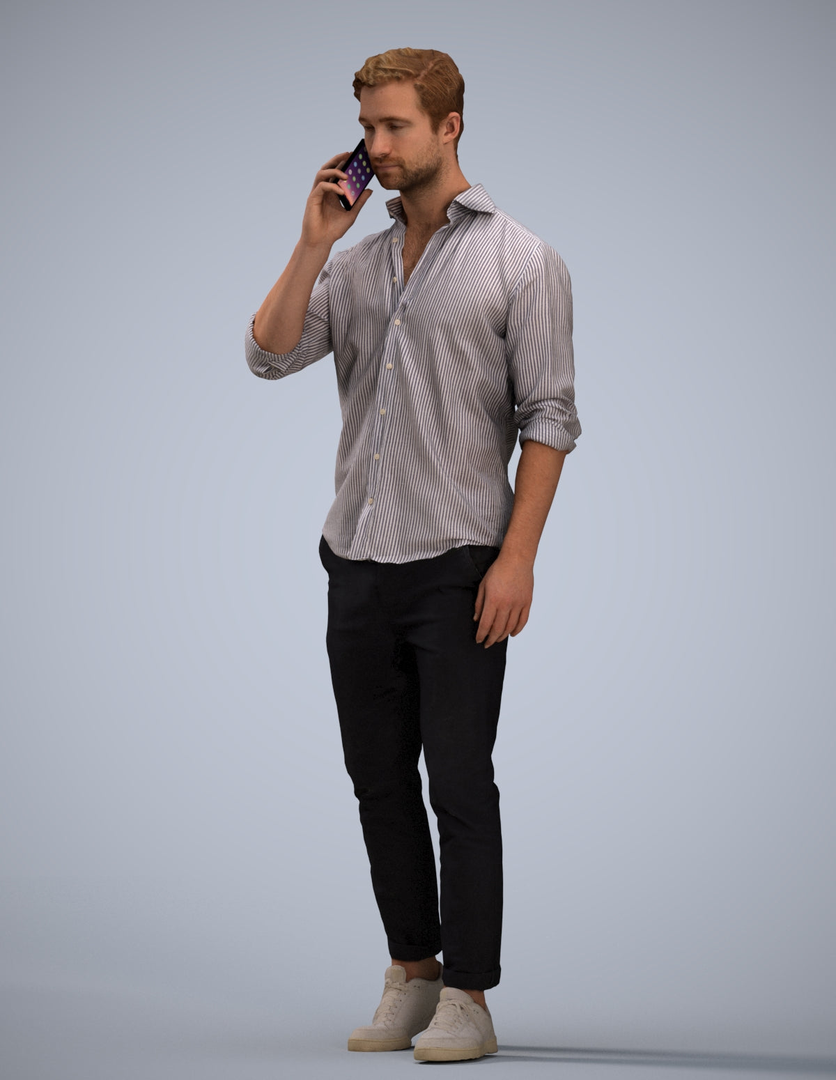 realistic 3D people man casual walking, render-ready for V-Ray and Corona, FBX OBJ