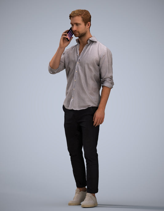 realistic 3D people man casual walking, render-ready for V-Ray and Corona, FBX OBJ