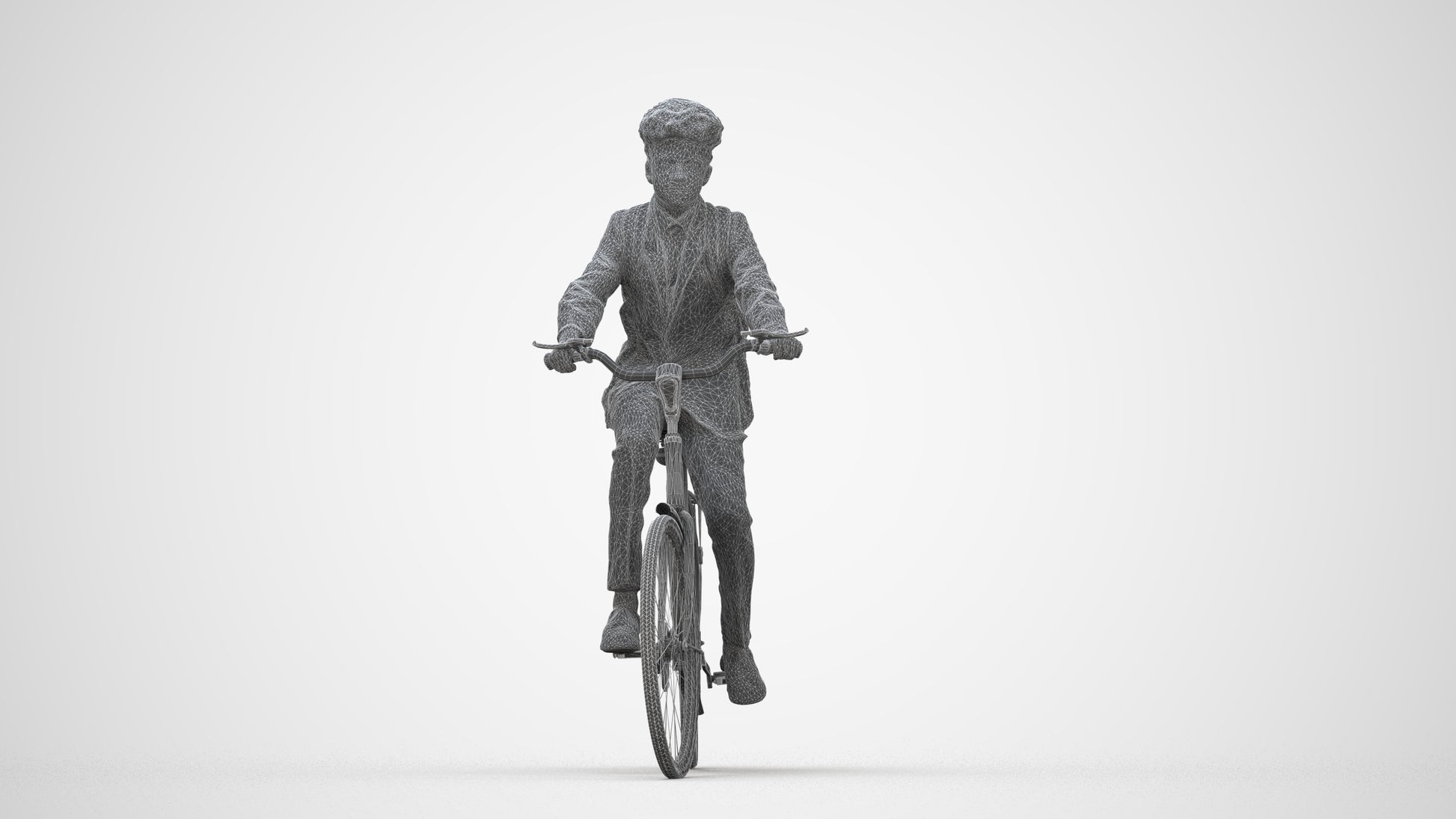 photogrammetry 3D man formal cycling, realistic human model archviz FBX, wireframe back view
