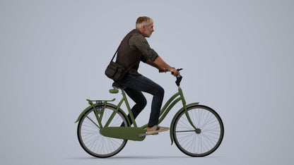 3D people model man casual cycling, scanned human for 3ds Max rendering, side view render