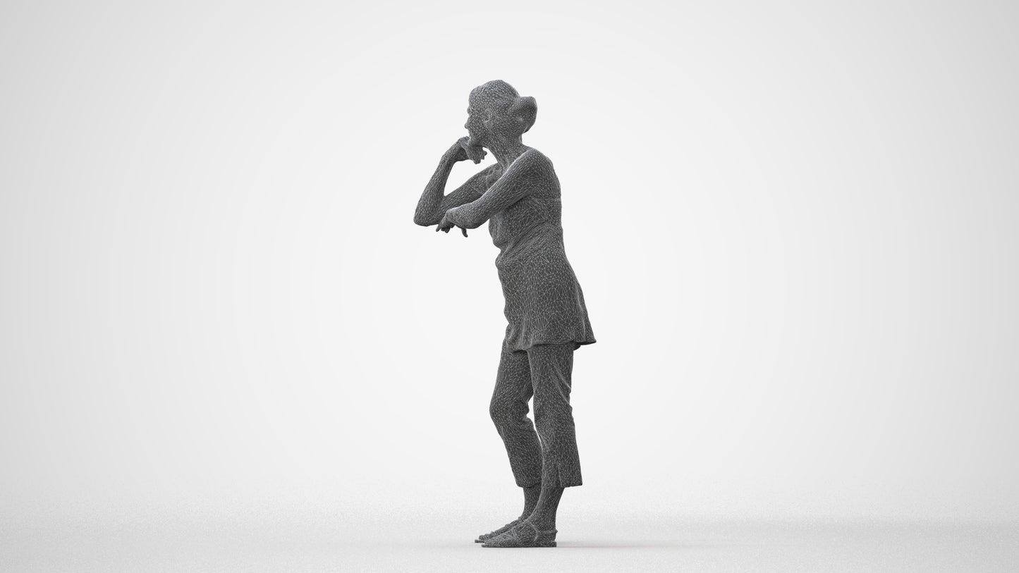photogrammetry 3D senior woman casual standing, realistic human model archviz FBX, square thumbnail