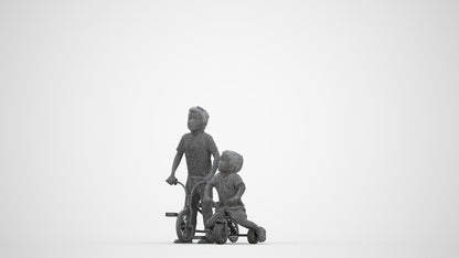 realistic 3D boy casual kids, scanned archviz people for Blender and 3ds Max, wireframe back view