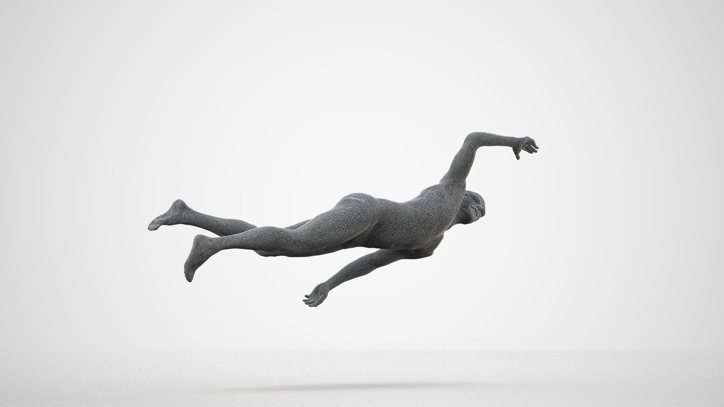 realistic 3D people man sport pool, render-ready for V-Ray and Corona, FBX OBJ, wireframe side view