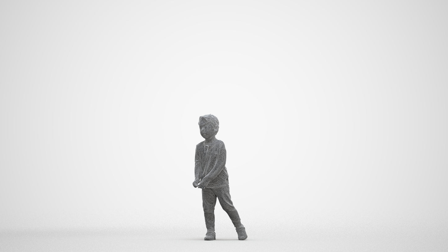 3D people model boy casual kids, scanned human for 3ds Max rendering, three-quarter front view render