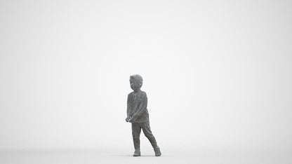 3D people model boy casual kids, scanned human for 3ds Max rendering, three-quarter front view render