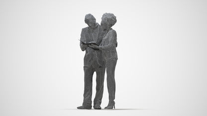 3D people model woman business, scanned human for 3ds Max rendering, wireframe back view