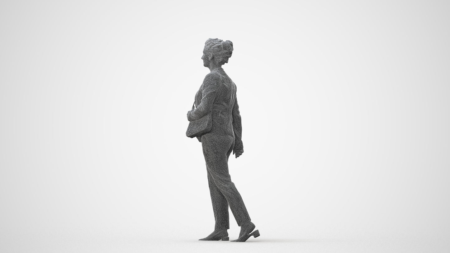 scanned 3D woman business walking, photogrammetry people for Enscape and V-Ray, square thumbnail