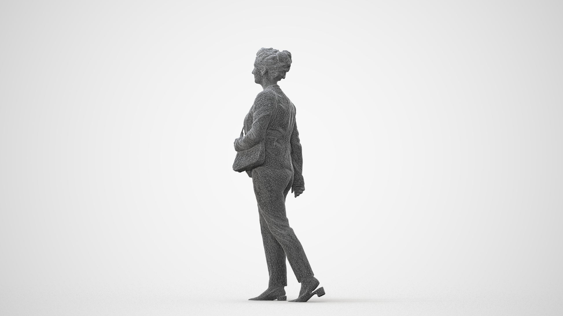 scanned 3D woman business walking, photogrammetry people for Enscape and V-Ray, square thumbnail