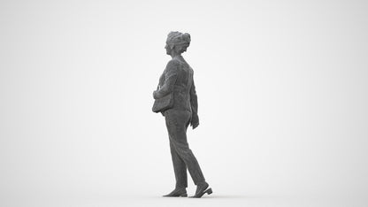 scanned 3D woman business walking, photogrammetry people for Enscape and V-Ray, square thumbnail