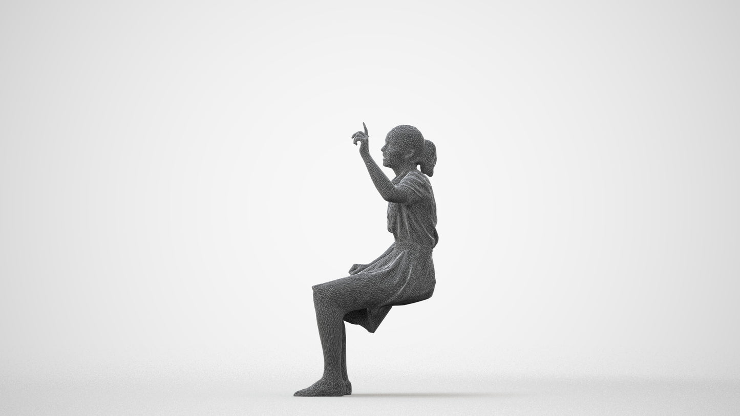 3D human model girl kids, photogrammetry scanned person for archviz, square thumbnail