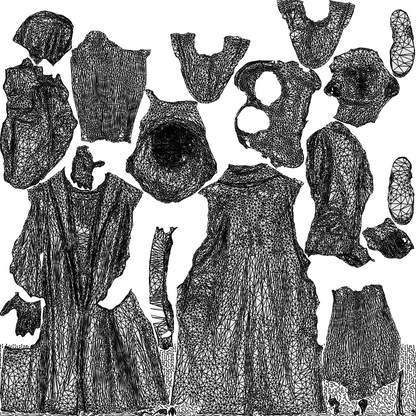 3D people model woman casual standing, scanned human for 3ds Max rendering, wireframe top-down view