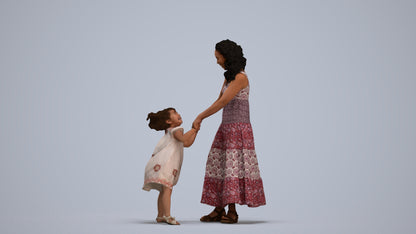 3D scanned girl kids casual, photorealistic archviz people for Enscape and SketchUp, standing pose render