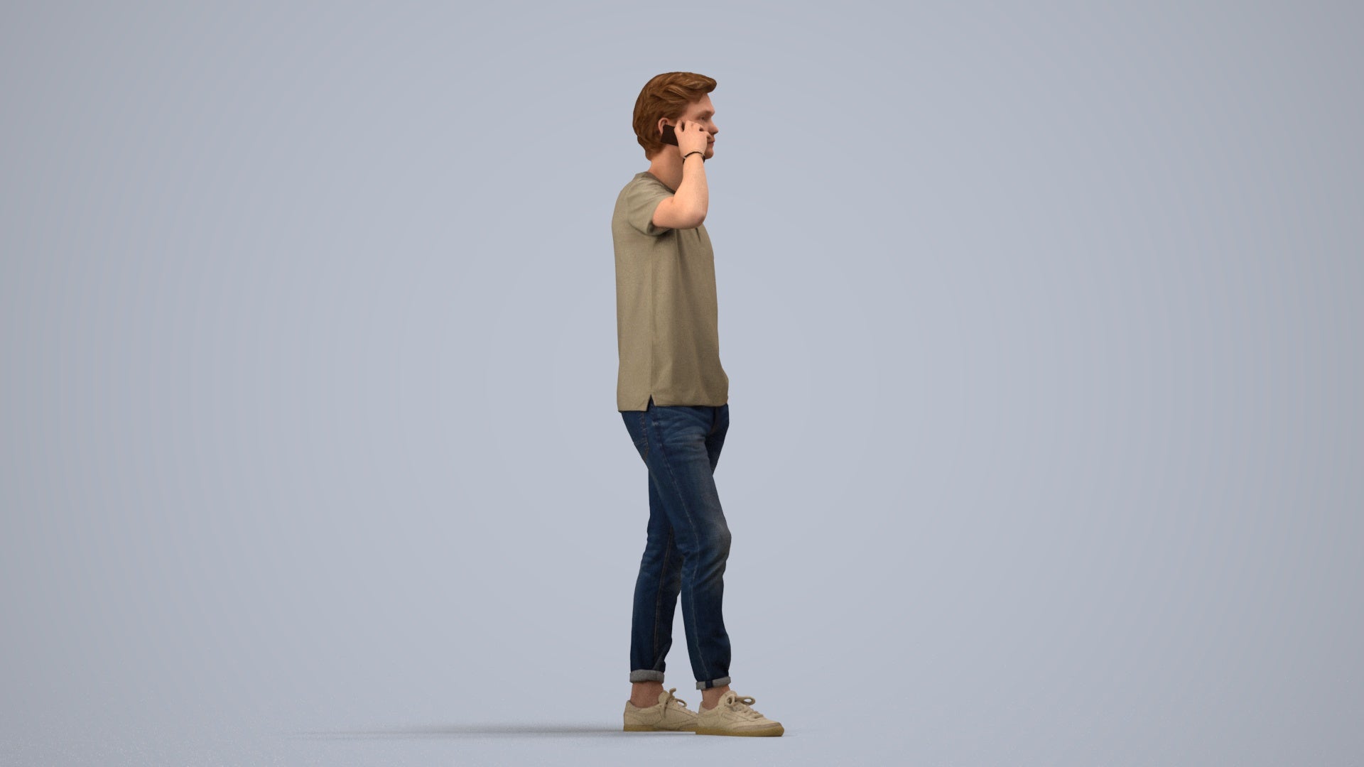 photogrammetry 3D man casual standing, realistic human model archviz FBX, side view render