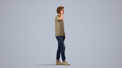 photogrammetry 3D man casual standing, realistic human model archviz FBX, side view render
