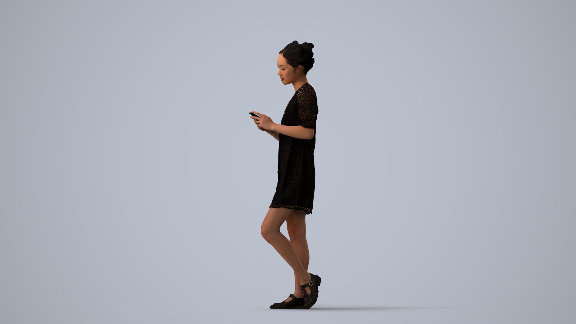 realistic 3D human woman business walking, archviz people FBX OBJ for Blender, three-quarter view render