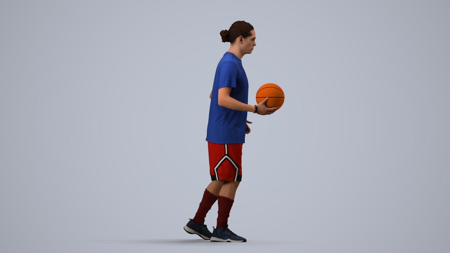 photogrammetry 3D man sport, realistic human model archviz FBX, side view render