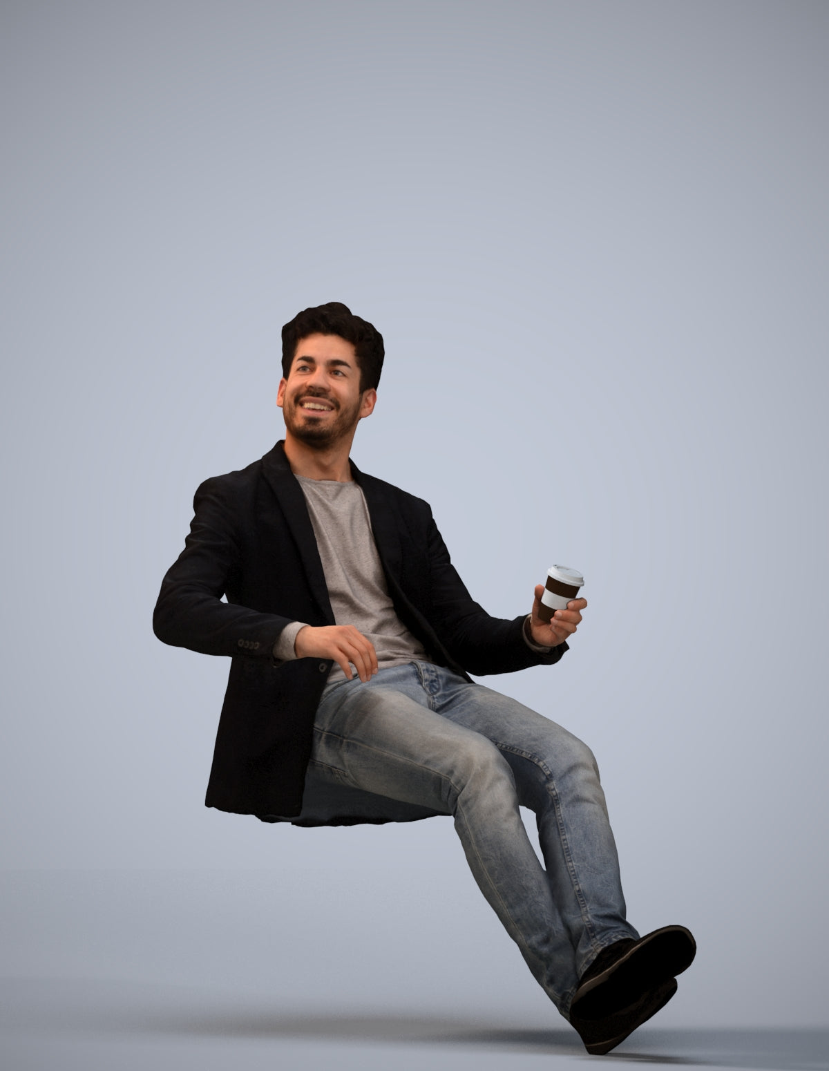 3D human model man casual business, photogrammetry scanned person for archviz