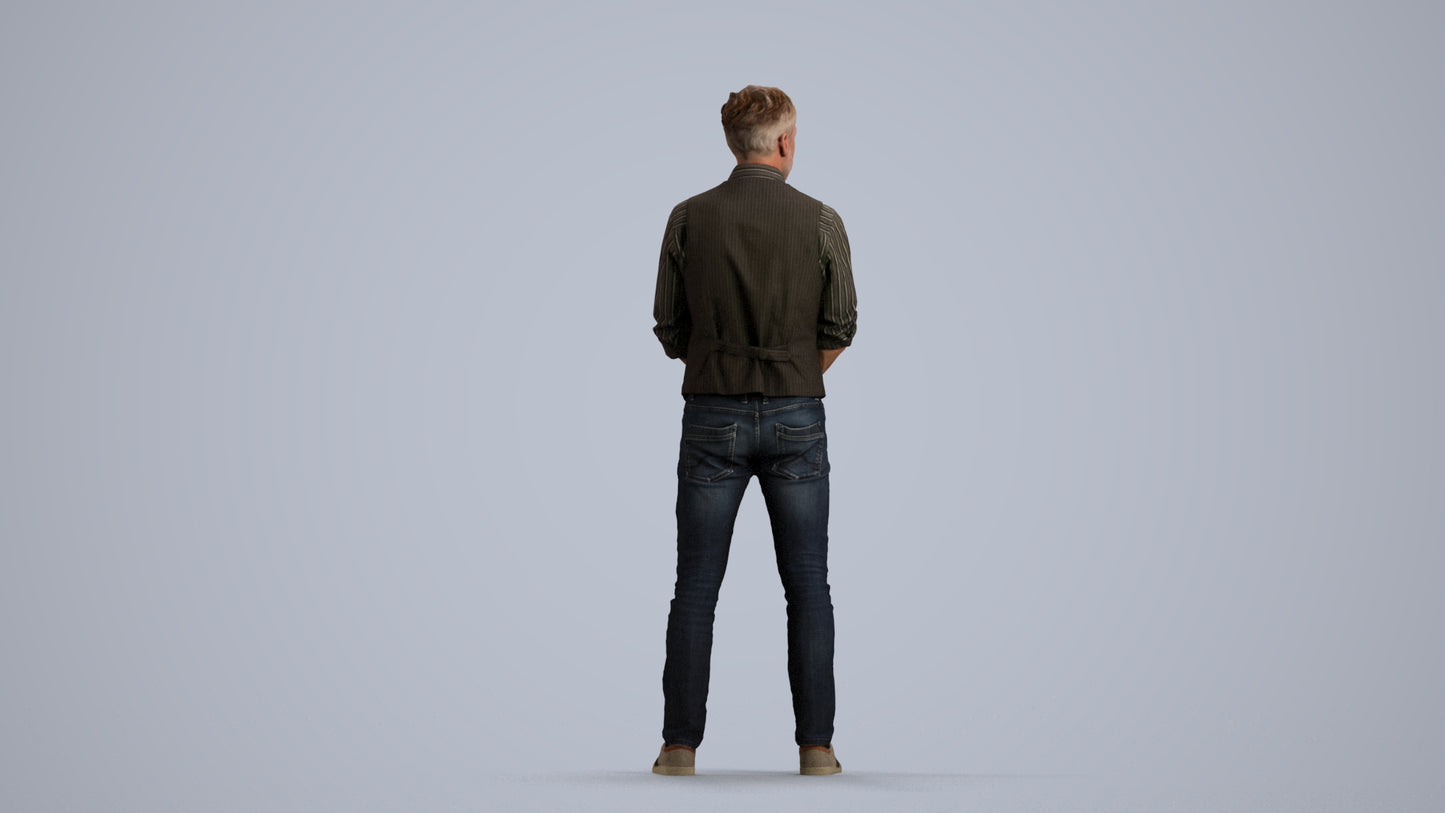 scanned 3D man casual standing, photogrammetry people for Enscape and V-Ray, front view render